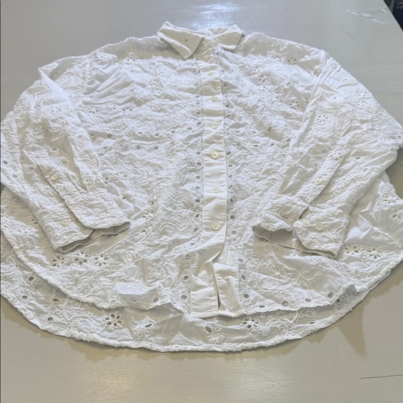 Madewell Embroidered Oversized Button-Up Shirt Size Small - Picture 5 of 11